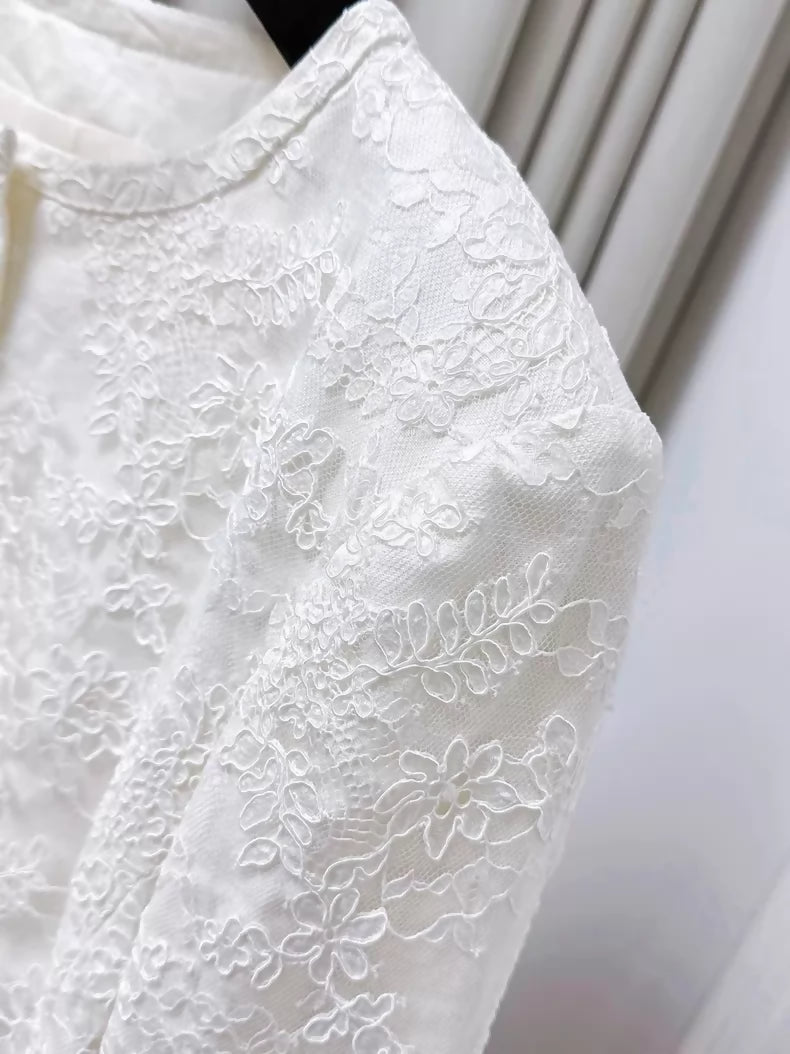 Chanel 20C White Floral Lace Jacket