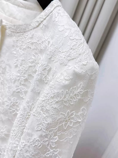 Chanel 20C White Floral Lace Jacket