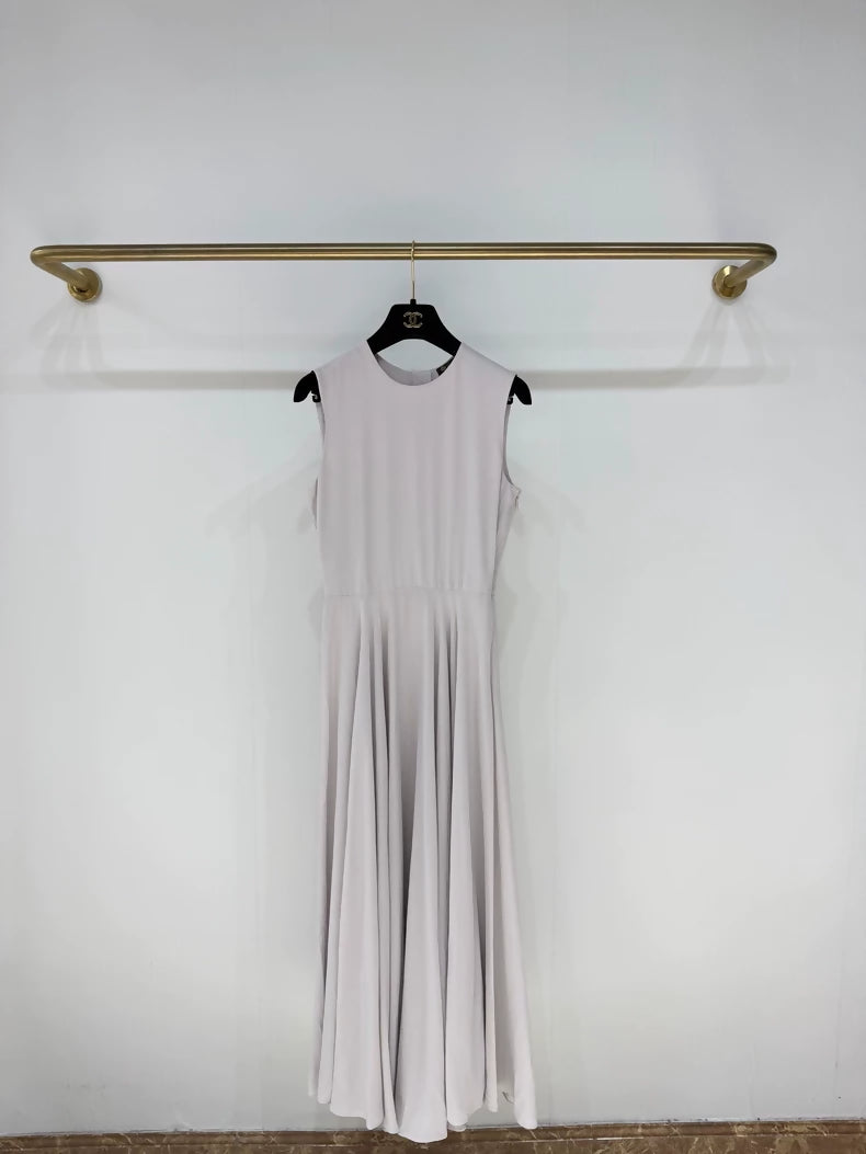 Loro Piana light purple silk dress with gold buttons