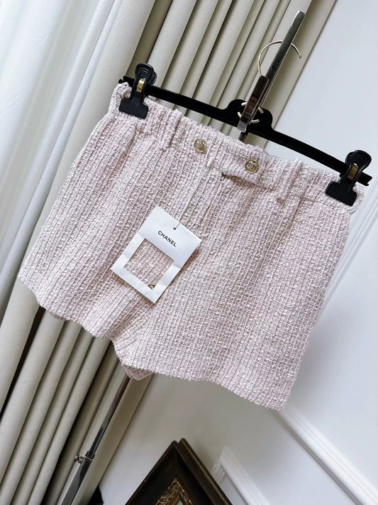 Chanel 24p pink tweed shorts