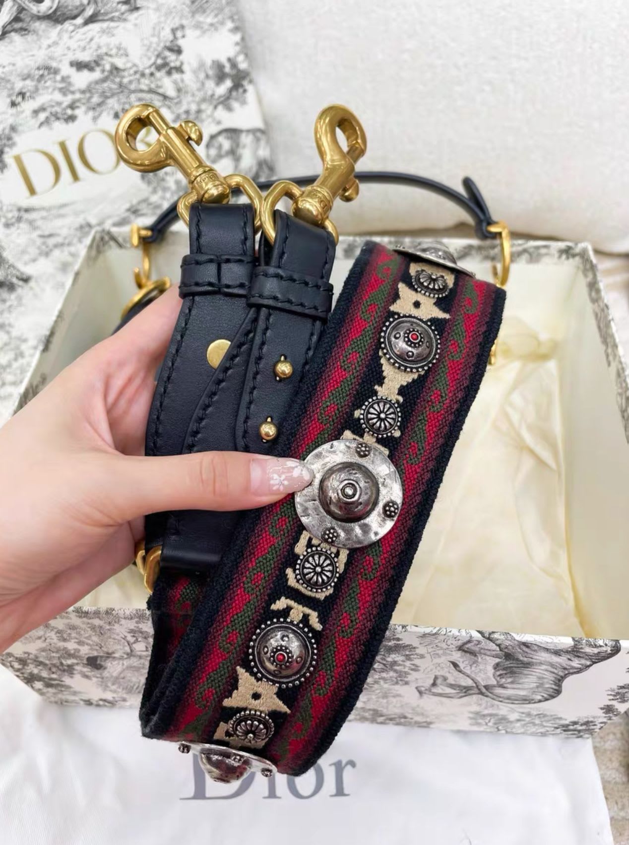 Dior saddle bag black gold