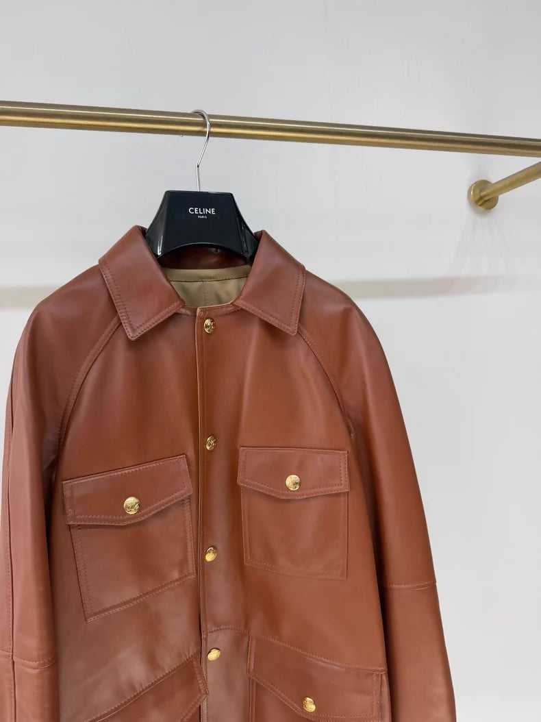 Celine vintage brown leather jacket