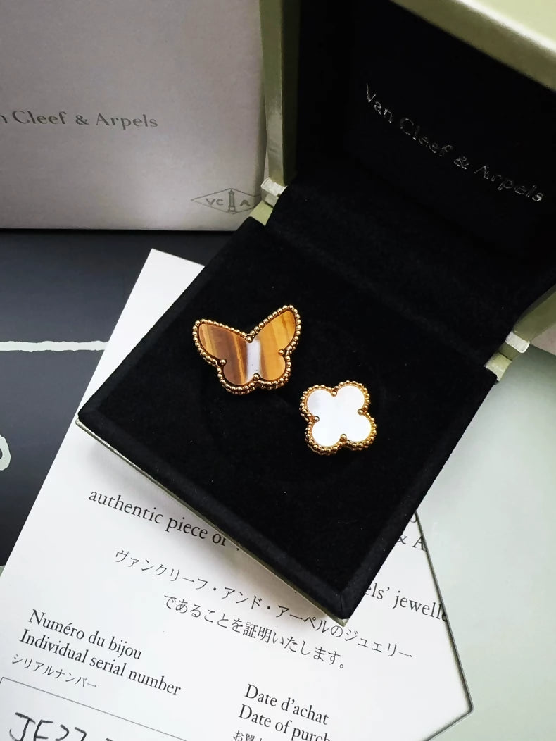 Van Cleef & Arpels VCA Mother of Pearl and Tiger's Eye Ring, Ring Size 51