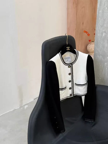 Chanel 1995 Black 
White Cropped Jacket
