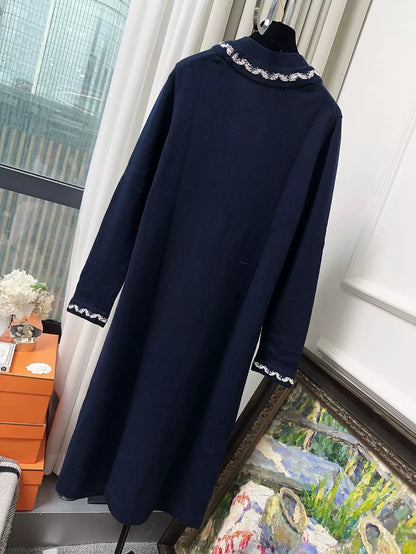 Chanel 21P Navy Blue Long Cashmere Cardigan
