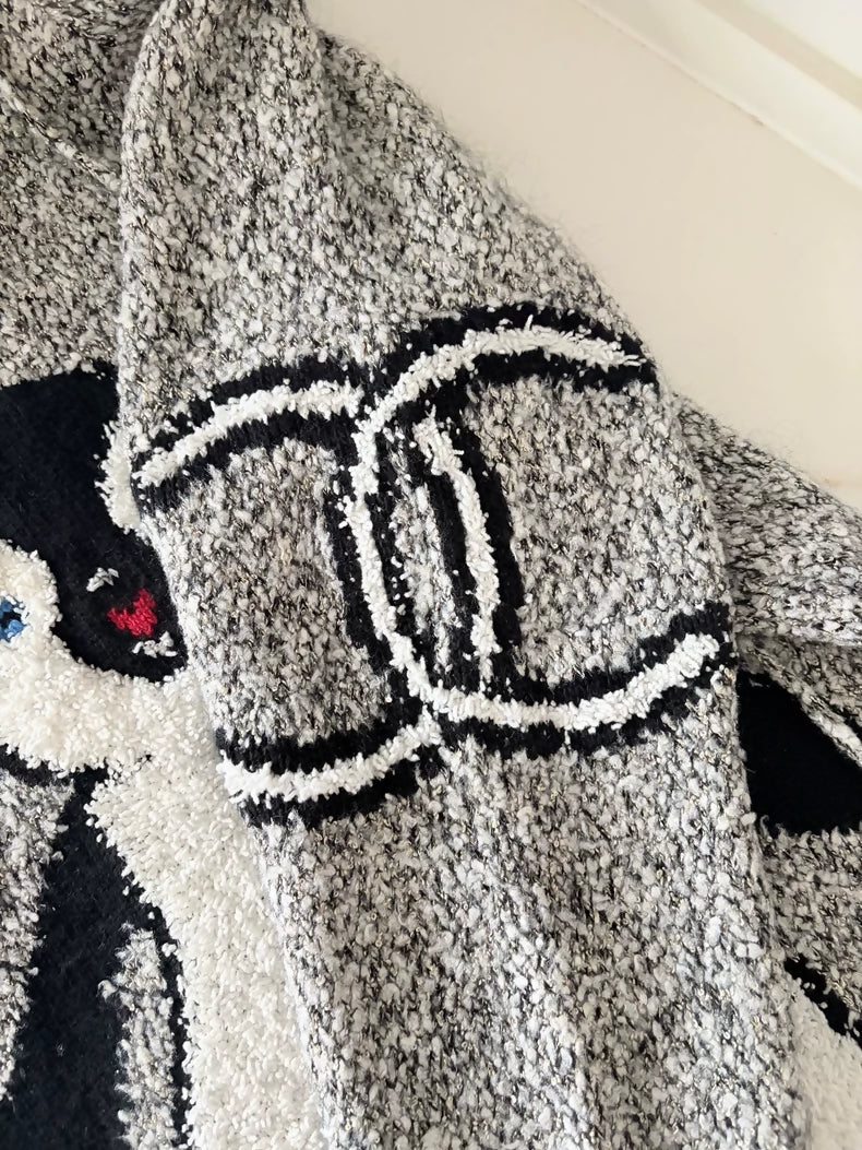 Chanel 07A Penguin Grey Cashmere Hooded Knit Sweater