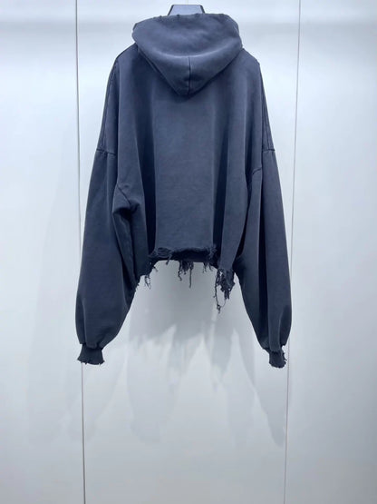 Balenclaga 2025 New Dark Black Hooded Sweatshirt