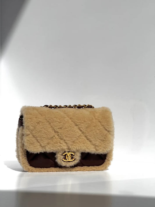 Chanel Fall/Winter 2025 Brown Mini Shearling Flap Bag