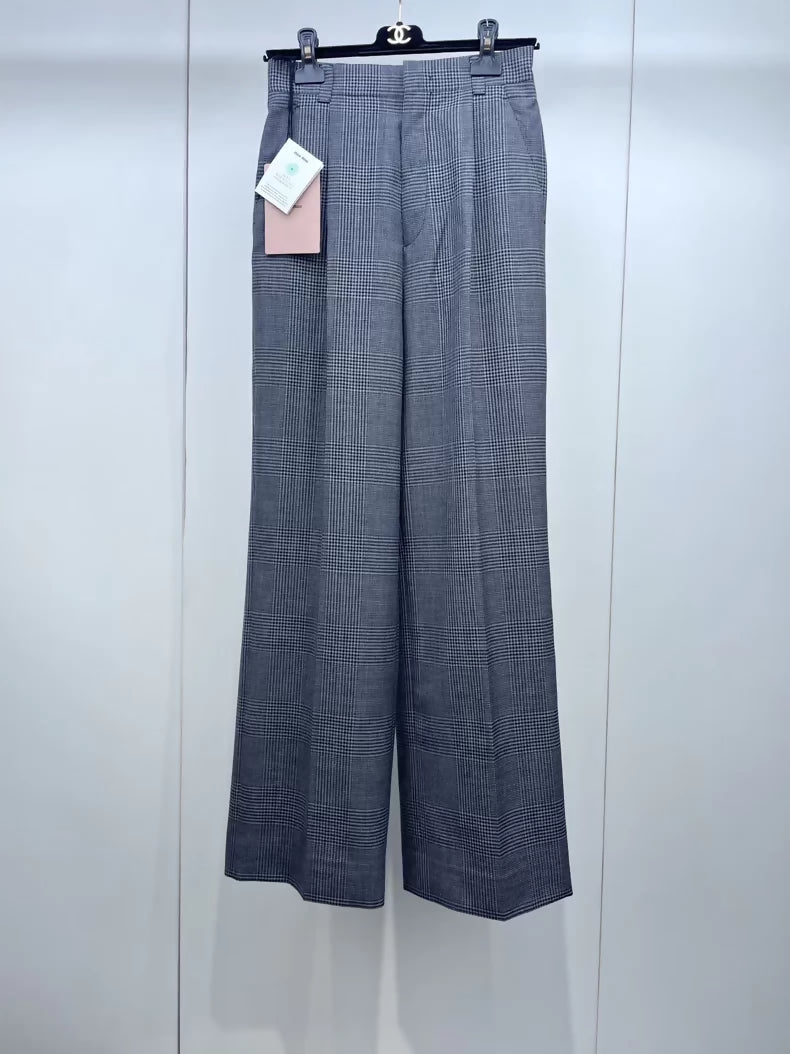 Miu Miu plaid wool slim straight leg pants