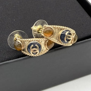 Chanel enamel half-circle earrings