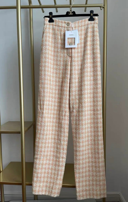 CHANEL chanel 23s houndstooth light orange plaid pant - 36 Pants - Secondhand luxury from Wararni