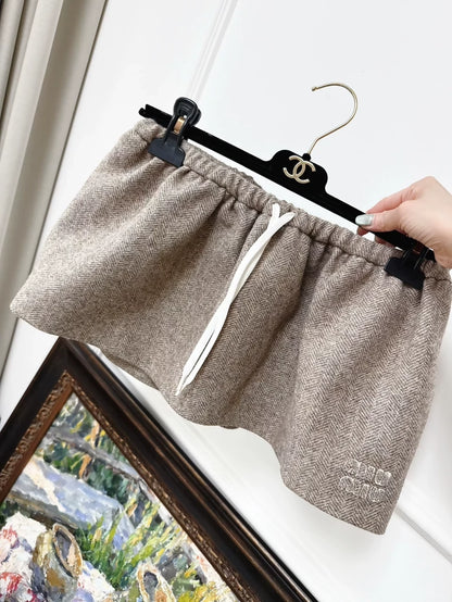MiuMiu 24 khaki tweed skirt