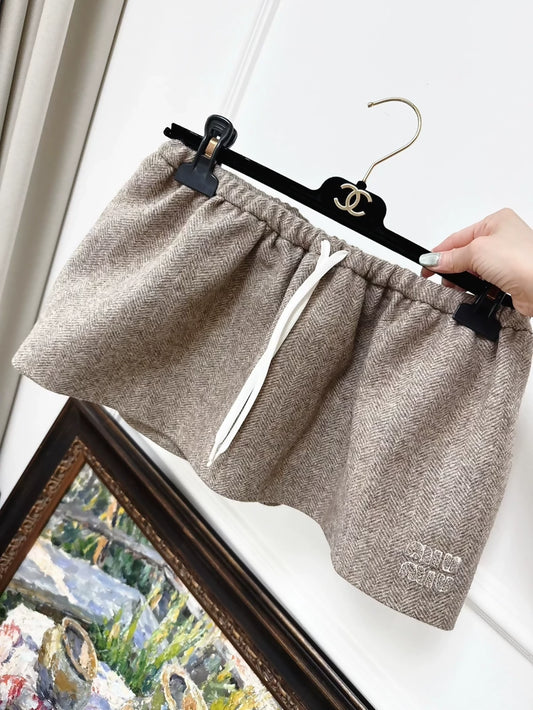MiuMiu 24 khaki tweed skirt