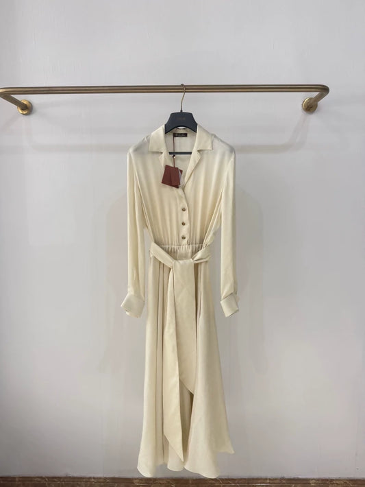 Loro Piana Haute Couture Spring/Summer 2026 Beige Silk Dress