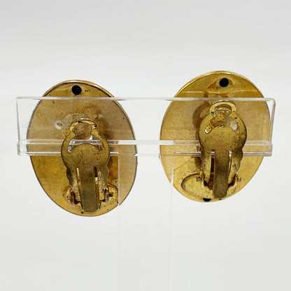 Chanel Vintage Gold Plated Oval Coco Mark Clip-on Earrings