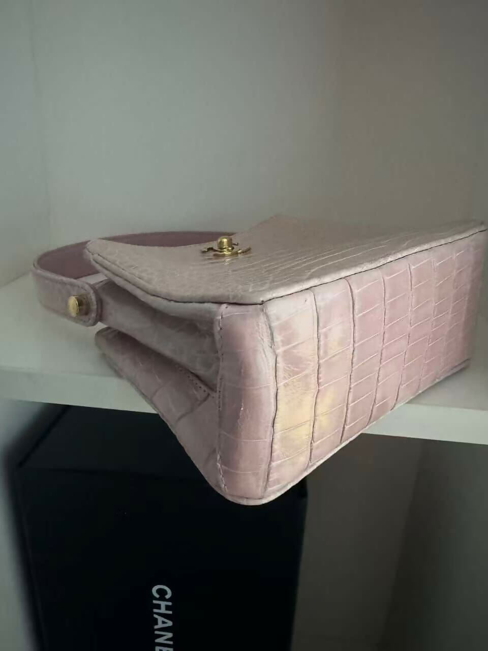 Chanel Vintage Alligator Top Handle Mini Flap Bag