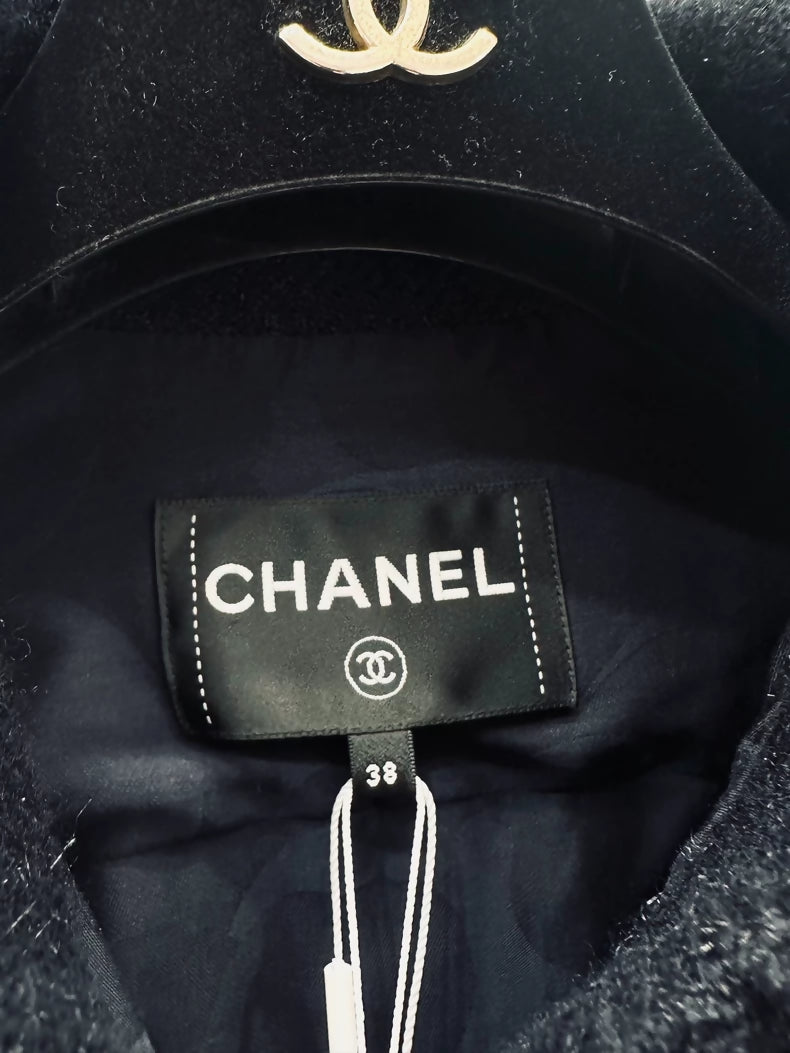 Chanel 25K Blue Tweed Double C logo jacket