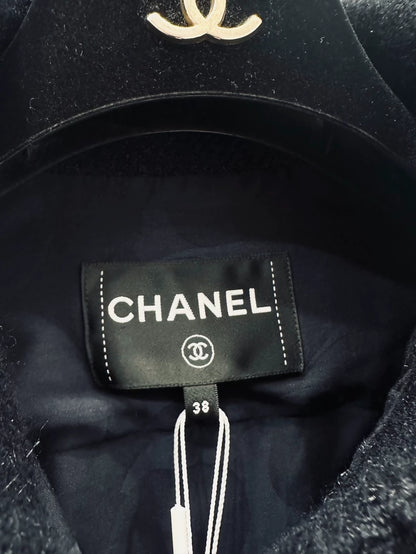 Chanel 25K Blue Tweed Double C logo jacket
