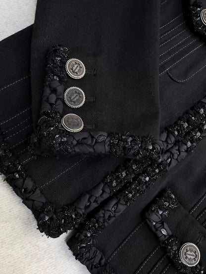 Chanel Cuban Collection Black Denim Jacket