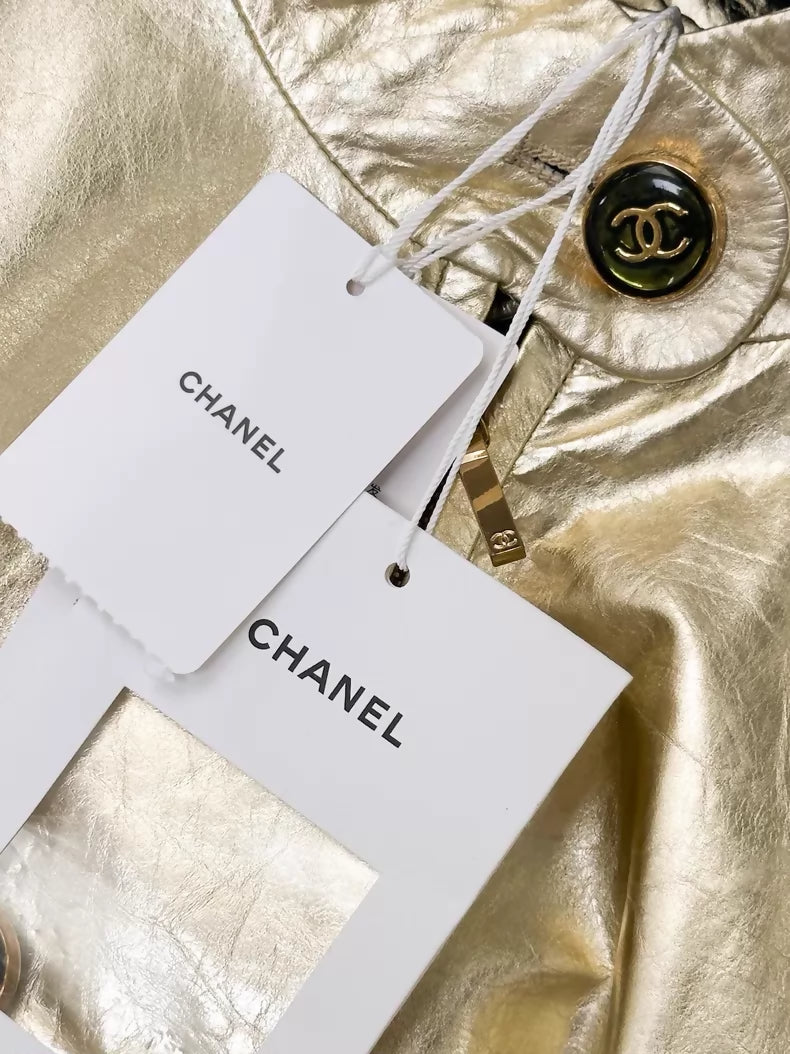 Chanel 23C gold champagne bomber jacket