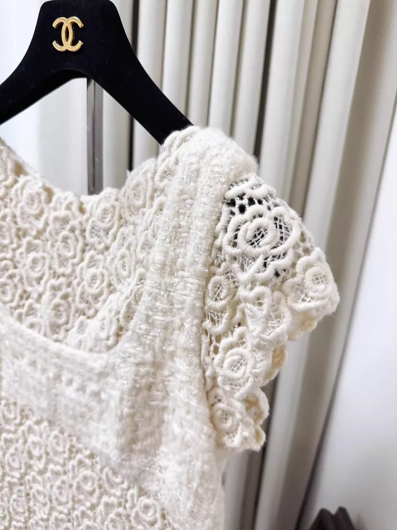 Chanel 15A off-white camellia dress