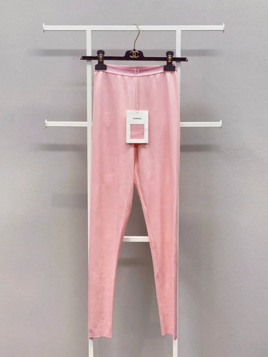 Chanel 21A pouder pink silk leggings