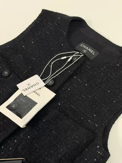 Chanel 24B Black Vest