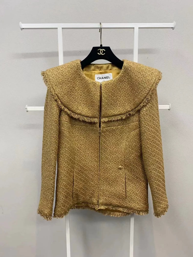 Chanel 19M gold tweed lapel jacket