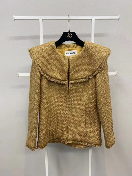 Chanel 19M gold tweed lapel jacket