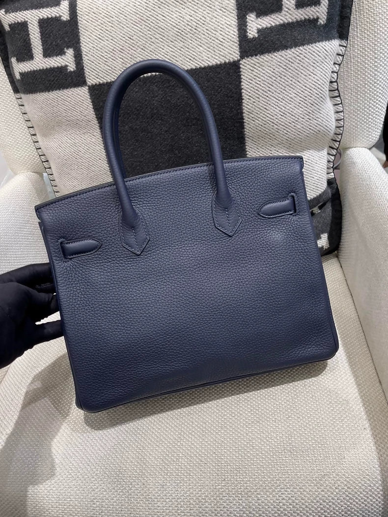 Hermes Birkin 30 Midnight Blue with Magnolia Pink Togo Leather palladium hardware
