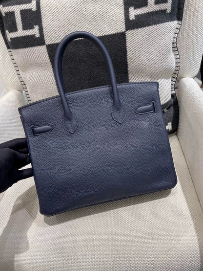Hermes Birkin 30 Midnight Blue with Magnolia Pink Togo Leather palladium hardware