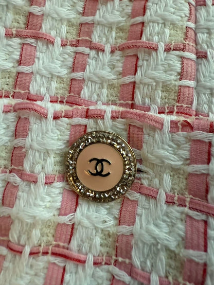 Chanel 22s pink and white checkered jacket