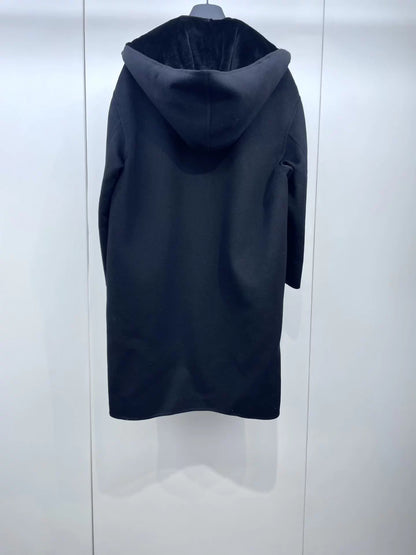 Prada mink fur hooded wool coat