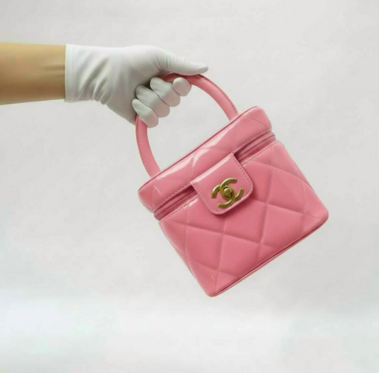 Chanel 1995 Spring/Summer Barbie Collection Chanel Pink Patent Top Handle Vanity Bag