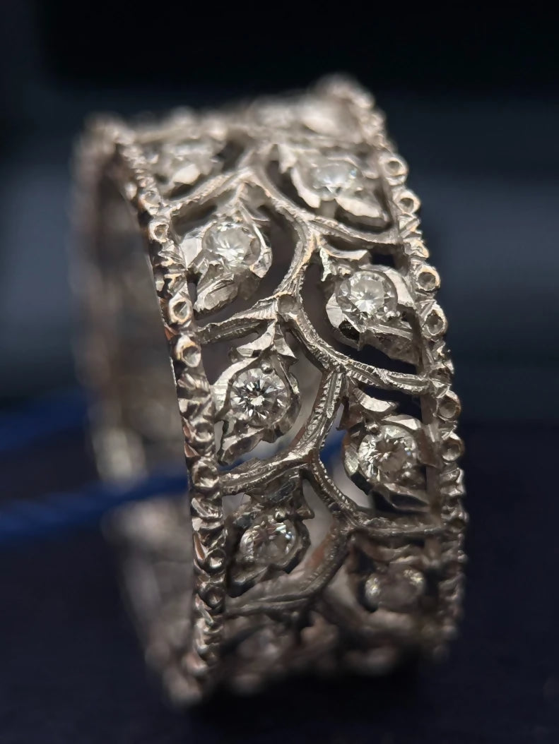 Buccellati Diamond Ring, 18K White Gold, Size 52 (EU)