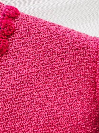 Chanel 24A fuchsia wool tweed jacket and skirt