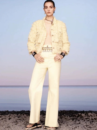 Chanel 21 yellow tweed jacket