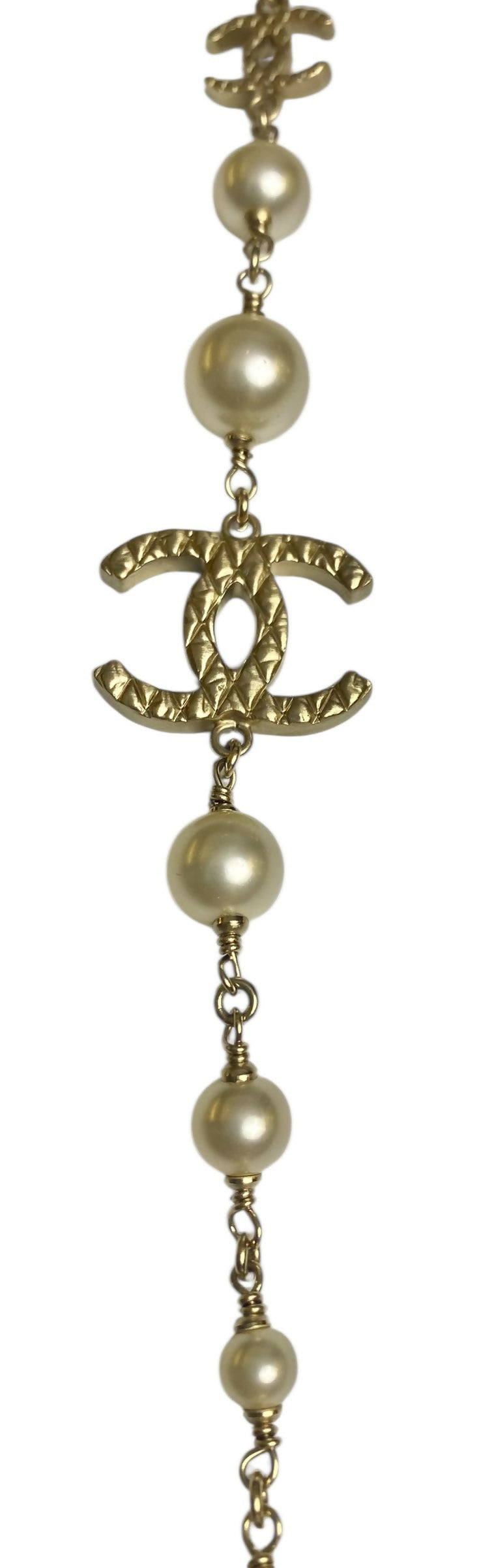 Chanel 10A Shanghai Extra Long Pearl Gold Strand 8 CC Logo Necklace