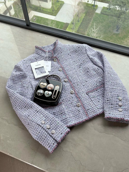Chanel 26C Purple Sequined Tweed Jacket