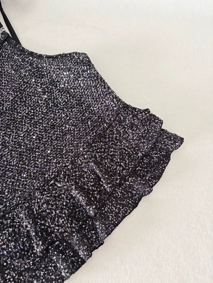 Chanel 25P Black Purple Sequined top