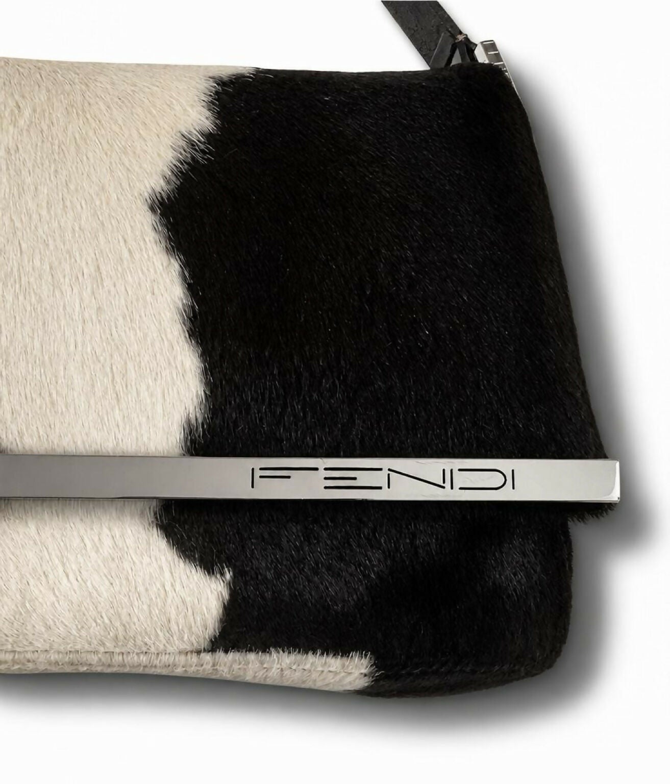 Rare Vintage 1999 FW FENDI Cow Print Pony Baguette Flap Bag