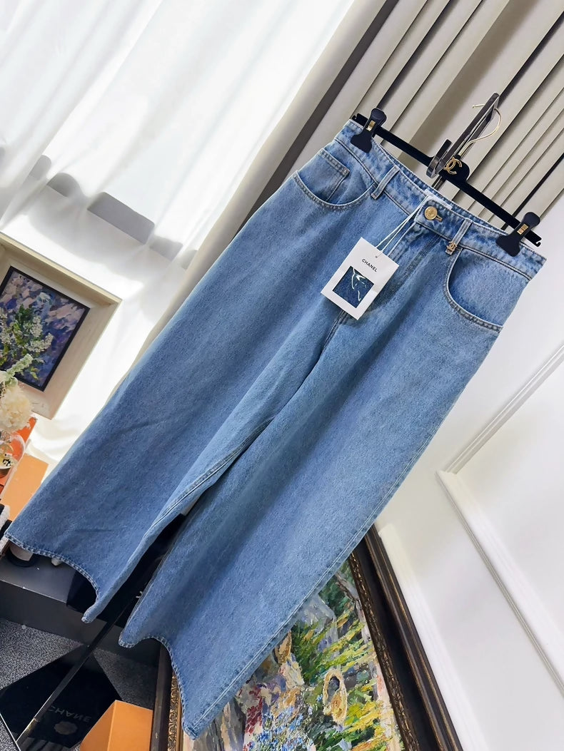 Chanel light blue wide-leg jeans