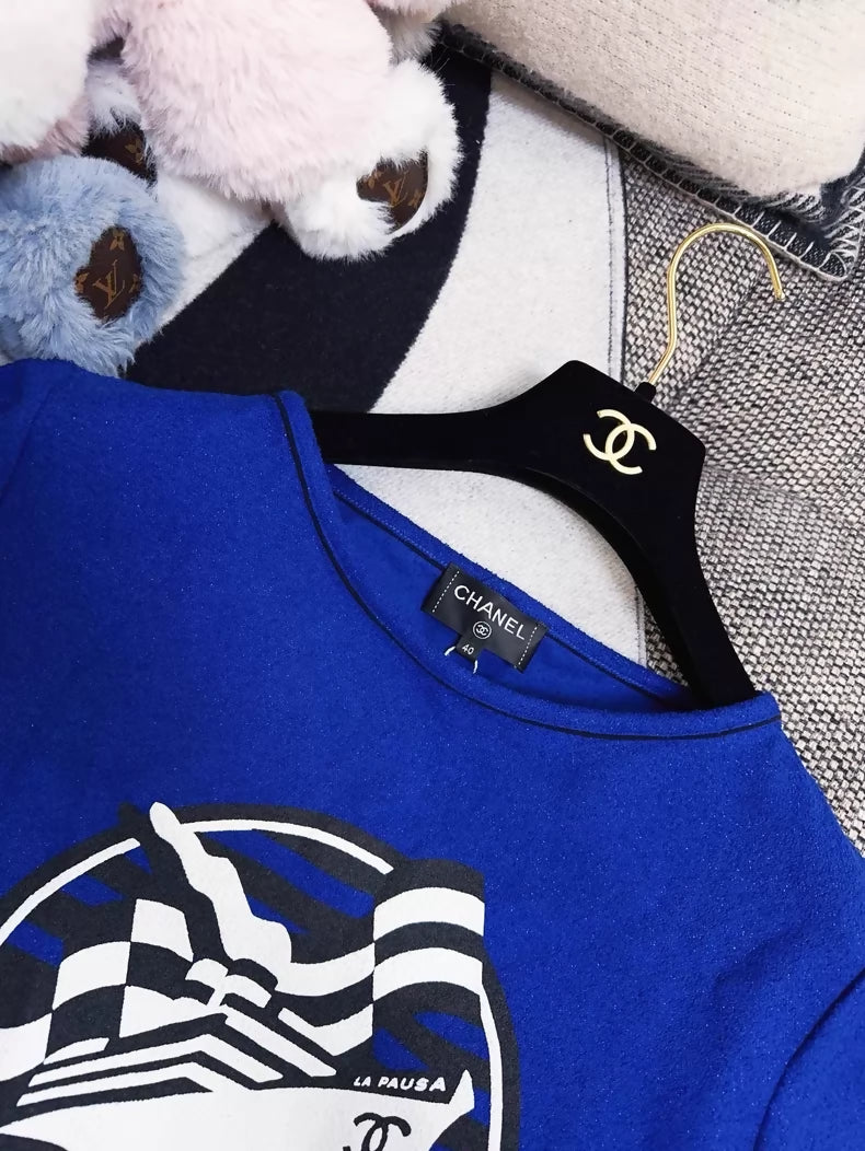Chanel 19c Blue Nautical Cruise Print T-Shirt