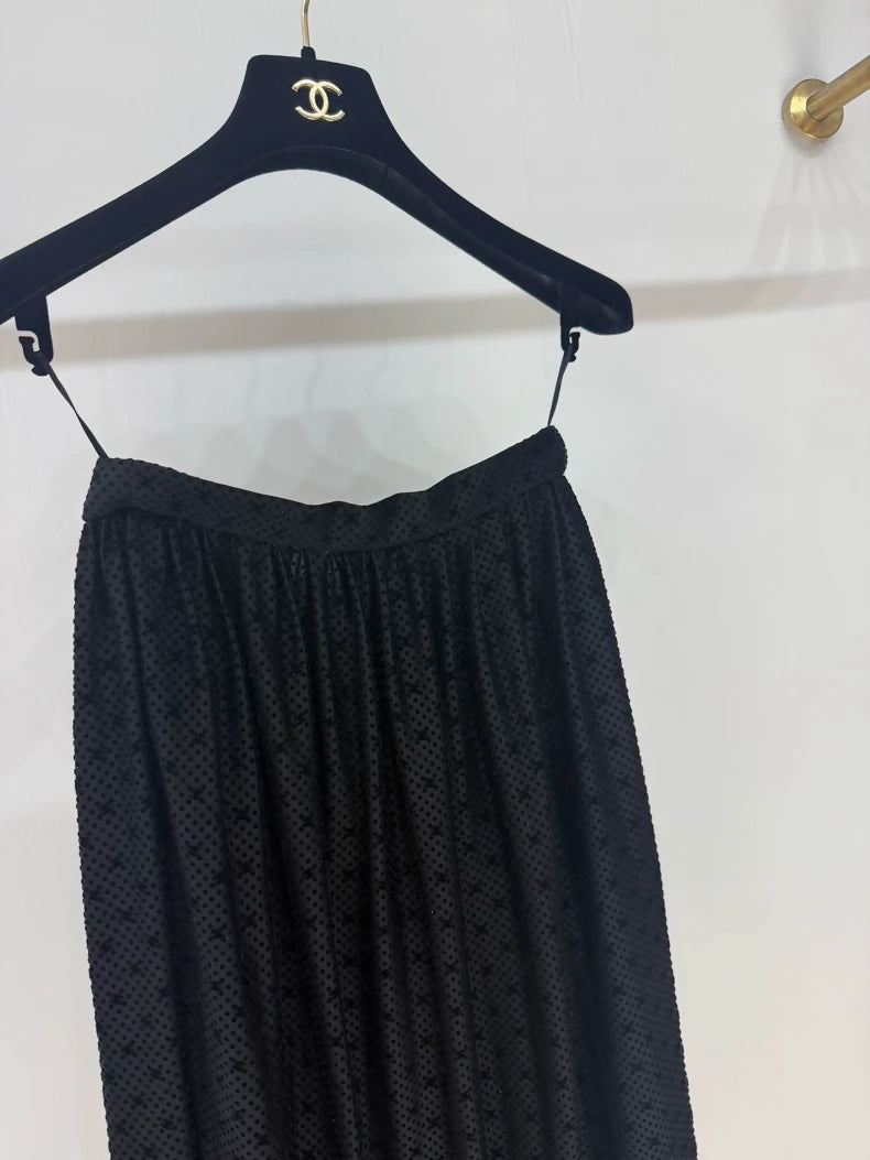 Chanel 24B black velvet CC skirt