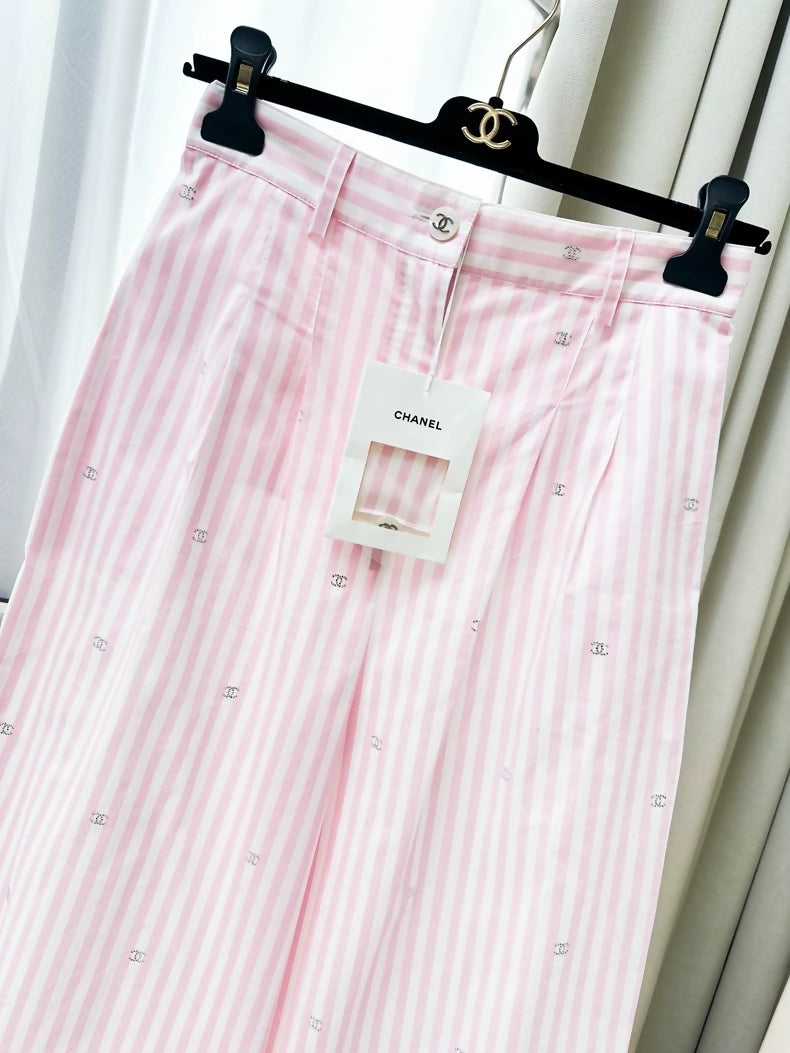 Chanel 24M Coco beach Pink and White Stripe pant
