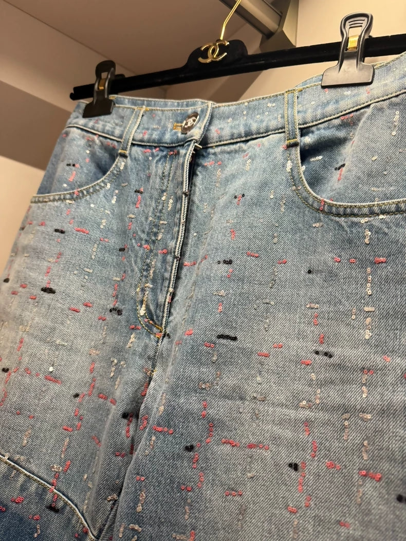 Chanel 23A blue denim jeans