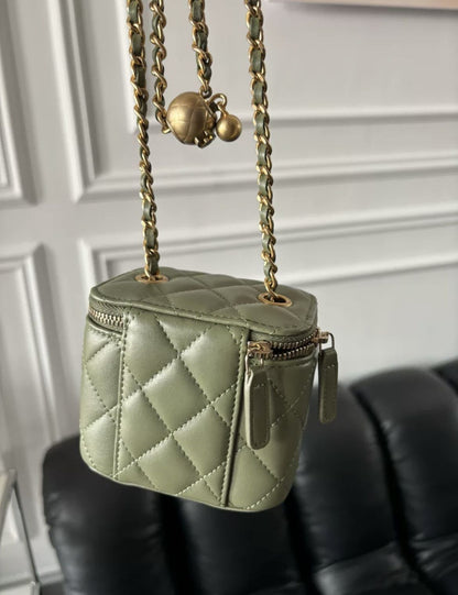 Chanel Green Golden Ball Vanity Mini Crossbody Bag