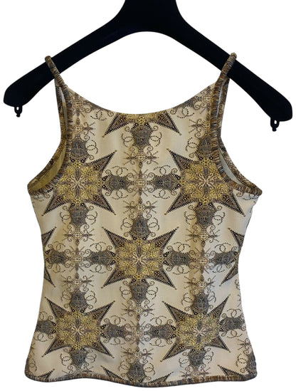 Rare Chanel 06P Ecru Gold Metallic Tank Top Camisole Blouse FR 38