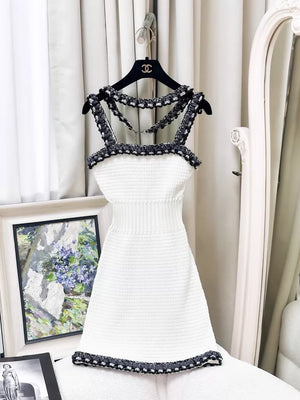 Chanel 2014 white and blue-grey dress