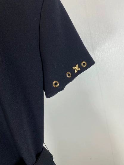 Louis Vuitton black ruffled belt dress